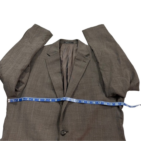 Ralph Lauren Brown Crosshatch Pattern 2-Button 100% Wool Suit Jacket Sz 42L Coat - Picture 10 of 12